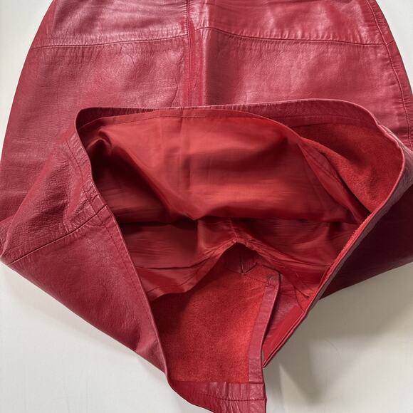 Vintage Limited Express Red Leather Pencil Skirt Retro Glam Mob Wife Women’s 9 - Picture 11 of 11